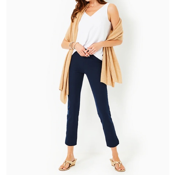Lily Pulitzer MERRIN High-Rise BI-STRETCH PANT Pull On NAVY - 6 - Picture 1 of 14